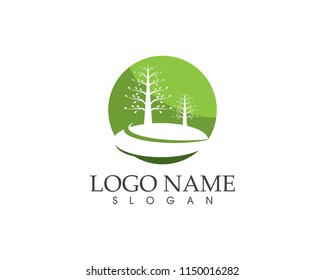 Nature tree road logo vector illustration