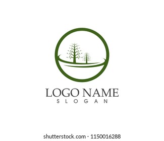 Nature tree road logo vector illustration