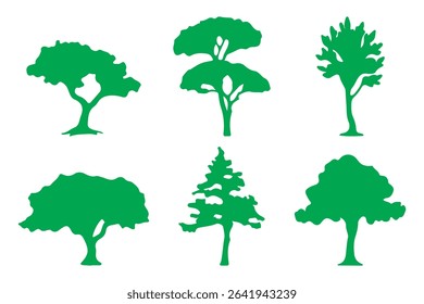 Nature Tree Silhouette Collection ,Tree Silhouette Set on White Background - Vector Art EPS