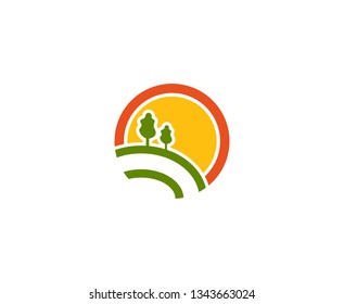 Nature tree sun logo 