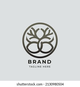 Nature tree vector illustration logo design. Decorative round monogram, Logo template, emblem, monogram. Plants, nature and ecology 