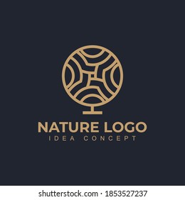 Ilustración vectorial del logo de los árboles naturales. Icono de vector de árbol