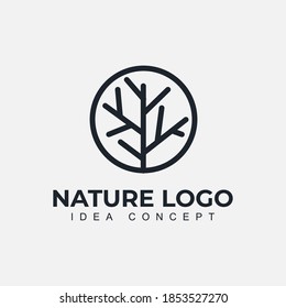Ilustración vectorial del logo de los árboles naturales. Icono de vector de árbol
