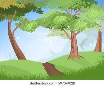 Nature trees scene vector landscape  background