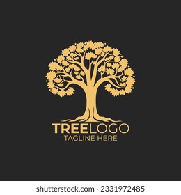 Diseño del logotipo de la ilustración vectorial de árboles naturales