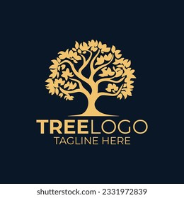 Diseño del logotipo de la ilustración vectorial de árboles naturales