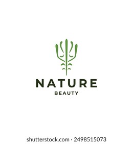 Nature trident logo icon design template flat vector