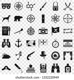 Nature trip icons set. Simple style of 36 nature trip vector icons for web for any design