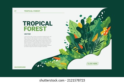 Diseño de plantilla de diseño de bosque tropical natural. Vector gráfico 