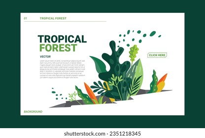 Diseño de plantilla de diseño de bosque tropical natural. Vector gráfico 