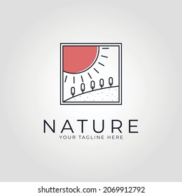 nature, tropical island vector logo line art minimalist symbol illustration design