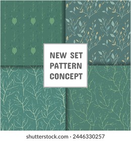 Nature tropical seamless patterns, seamless leaf set of patterns