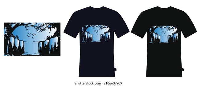 Nature T-Shirt Design with Bird and Tree