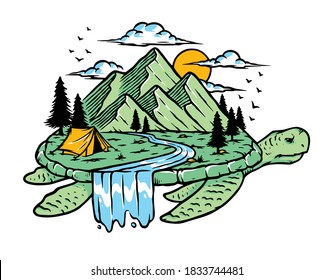 Nature turtle hand drawn illustration
