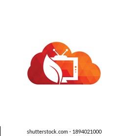 Nature TV cloud shape concept vector logo template. Agricultural broadcast TV logo