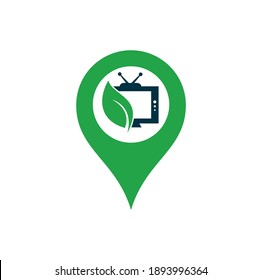 Nature TV gps shape concept vector logo template. Agricultural broadcast TV logo