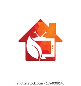 Plantilla de logotipo vectorial de concepto de forma del hogar de Nature TV. Logo de TV de difusión agrícola
