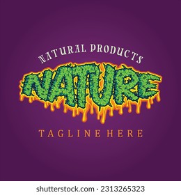 Naturaleza tipo brotes de cannabis efecto limo ilustraciones vectoriales para su logo de trabajo, camiseta de mercancía, pegatinas y diseños de etiquetas, afiche, tarjetas de felicitación compañía de negocios