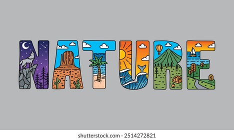 nature typography design vector, for t-shirt, poster and other uses