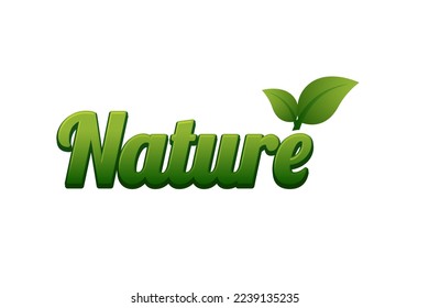 Nature typography logo design with leaf icon