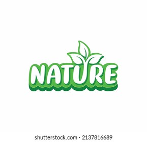 Logo de la tipografía de la naturaleza con icono de hoja