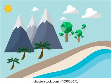 Nature vector background,tropical sea in summer 