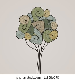 Nature vector banner. Abstract waves tree. Ecological design template. Cute vintage design. Vector design element can be used for wallpaper, logotype, textile, invitation, business cards, banner, sign