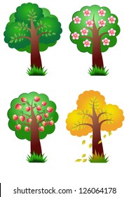 nature vector banner elements four seasons tree