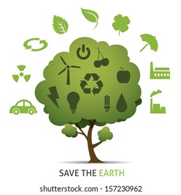 nature vector banner  with icons