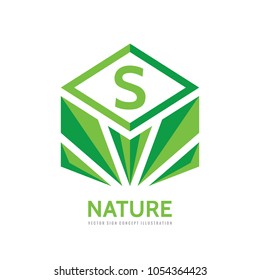 Nature - vector business logo concept illustration in flat style. Letter S creative sign. Green leaves geometric symbol. Ecology environment icon. Graphic design element. 