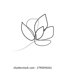 Nature vector continuous line drawing. Floral linear sketch for decoration. Editable stroke