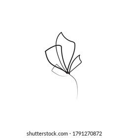 Nature vector continuous line drawing. Floral linear sketch for decoration. Editable stroke