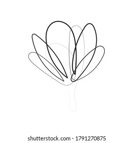 Nature vector continuous line drawing. Floral linear sketch for decoration. Editable stroke