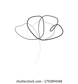 Dibujo de línea continua vectorial de naturaleza. Ilustración lineal de la flor de la amapola. Trazo editable