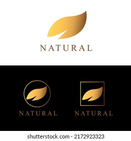 Nature vector element logo. Petal linear icon in circle and, square, business emblems, icon for travel, beauty, environmental products, beauty salon, cosmetics, tourism, health and yoga center.