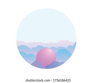 Nature vector flat icon. Elements for websites, banners, brochures. Flat design of clouds, sun and mountains.