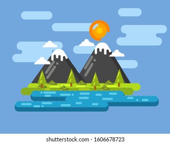 nature vector icon illustration. Flat Cartoon Style Suitable for Web Landing Page, Banner, Sticker, Background