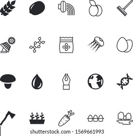 nature vector icon set such as: jellyfish, tropical, planet, cabbage, harvest, sea, slice, rain, leek, rake, cute, tear, travel, jelly, electricity, liquid, radish, dieting, renewable, lemon, office