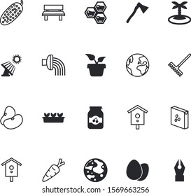 nature vector icon set such as: raking, weapon, pod, tomahawk, power, bee, strawberry, ax, grow, sand, tropical, sharp, beach, kidney, sky, science, landscape, industrial, gelatin, classic