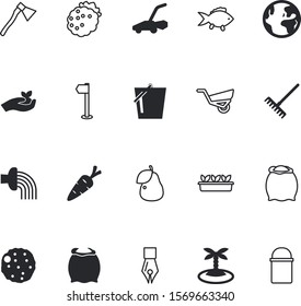 nature vector icon set such as: beef, roller, market, carry, island, lawnmower, desert, carrots, dew, planet, fruits, autumn, salad, medical, baby, signature, raking, aquarium, banner, big, orange