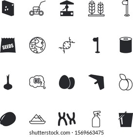 nature vector icon set such as: full, genome, vegetables, tin, hazelnut, kitchen, peanut, cell, rotary, co2, glider, meal, barley, radish, vitamin, greenhouse, light, household, detergent, walnut