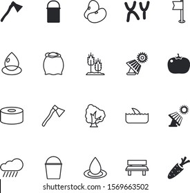 nature vector icon set such as: drip, animal, elements, vacancy, bubble, market, dinner, sack, camping, pail, housework, adventure, forecast, ax, park, medicine, collection, salad, chromosomes, pine