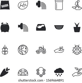 nature vector icon set such as: farmer, tranquil, tropical, jungle, gelatin, beans, adventure, container, crop, machine, vacation, machinery, pot, character, closeup, astronomy, satellite, crater
