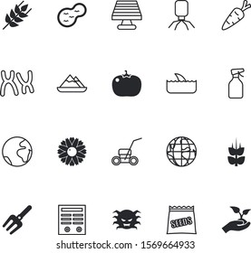 nature vector icon set such as: dangerous, environmental, scene, stamp, molecule, lawnmower, seedling, container, deep, evolution, ingredient, telomeres, signing, rake, chemical, energy, hygiene