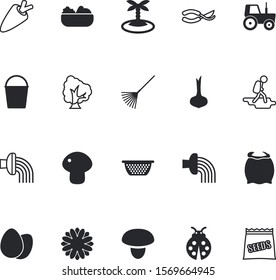 nature vector icon set such as: pack, sport, sack, mushroom, fungus, lunch, wheat, small, powder, machinery, power, wood, hipster, foliage, diet, gardener, field, scout, mushrooms, hard, bucket, nut