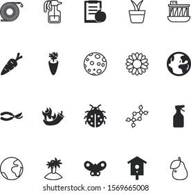 nature vector icon set such as: beach, night, flowers, gene, butterfly, construction, energy, tool, botany, irrigation, microscopic, bug, fruit, farm, houseplant, satellite, hot, style, spiral