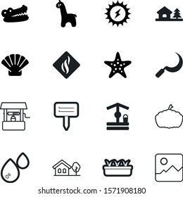 nature vector icon set such as: crocodile, button, pot, scallop, gallery, flash, autumn, colorful, starfish, cartoon, alternative, contour, seashell, blade, seedling, growth, aquatic, oil, seasonal
