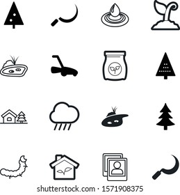 nature vector icon set such as: gallery, sky, bag, agricultural, growing, picture, flower, fertilize, liquid, insect, business, landscaping, oil, singer, sprout, eco, care, spring, cute, ecological