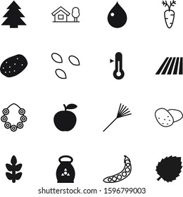 nature vector icon set such as: orange, lodge, eco, meal, hut, object, necklace, potassium, temperature, phosphorus, chalet, sweet, eat, graphic, art, celsius, outline, corn, harvest, rye, metal