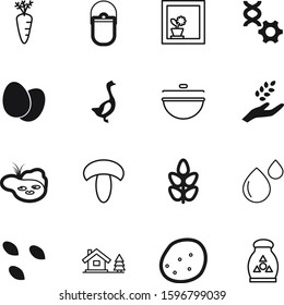 nature vector icon set such as: magic, droplet, blossom, seeds, doodle, rain, outline, ear, trip, soup, fire, chromosome, wild, bread, halloween, soil, strand, stones, witch, shadow, isometric, swamp
